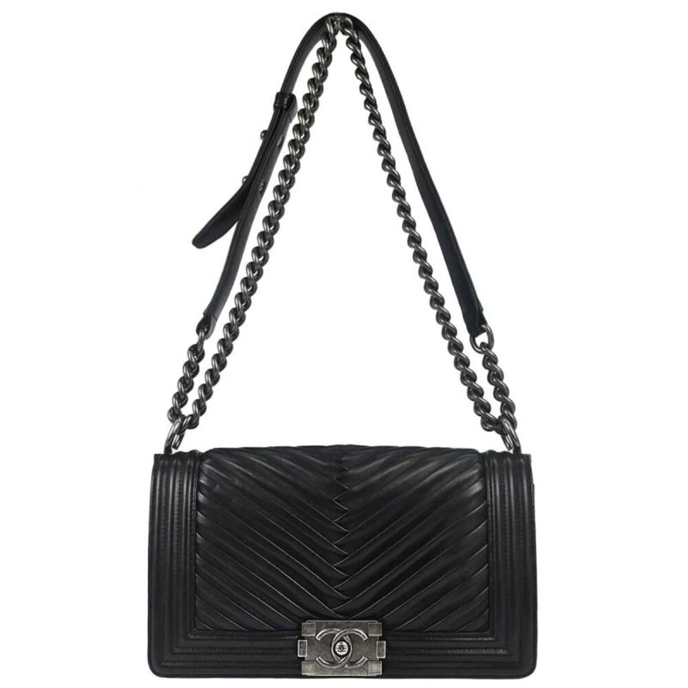 Chanel Boy Chanel Quilted Black Leather Shoulder Bag Bag